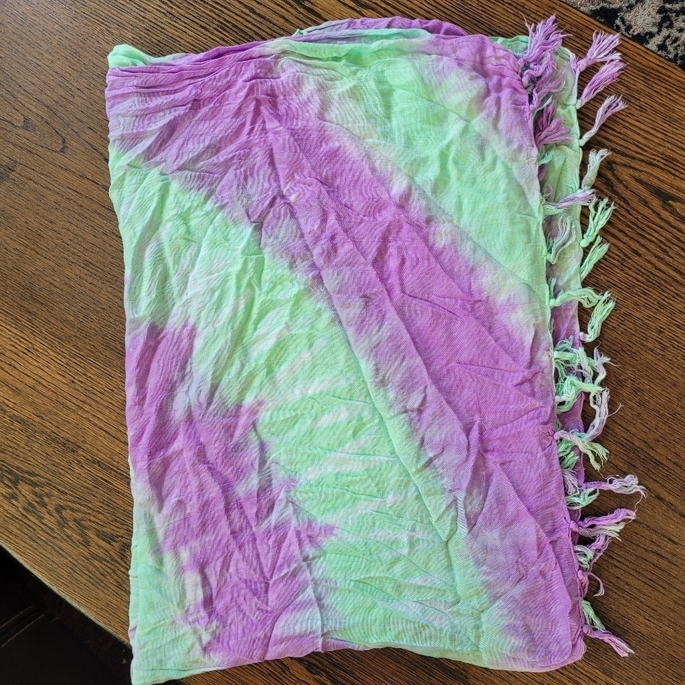 Mint Green and Purple Tie Dye Tapestry Throw Beach Cover-up ONE SIZE 64"x45"